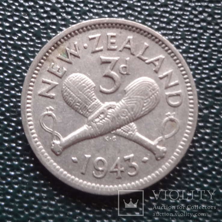 3 пенса 1943  Новая Зеландия серебро   (,10.2.25)~, фото №2