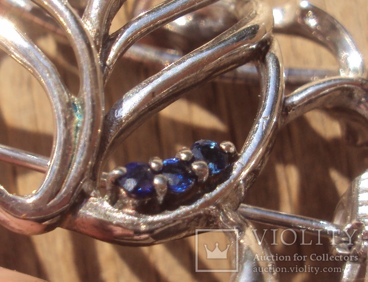 Ожерелье с кулоном, серебро, голубые камни., фото №5