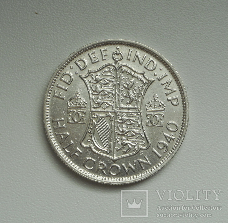 Великобритания, пол кроны 1940 г., Георг VI серебро, фото №2