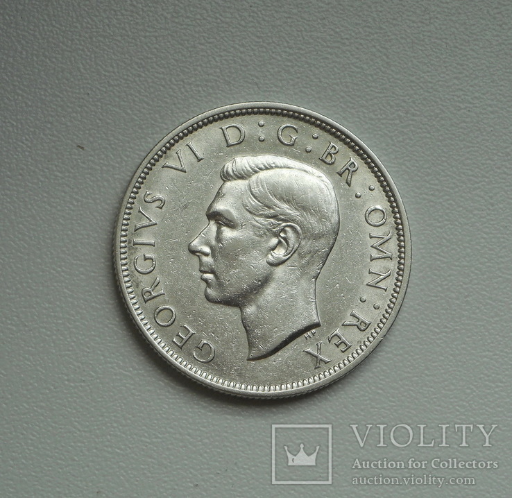 Великобритания, пол кроны 1940 г., Георг VI серебро, фото №4
