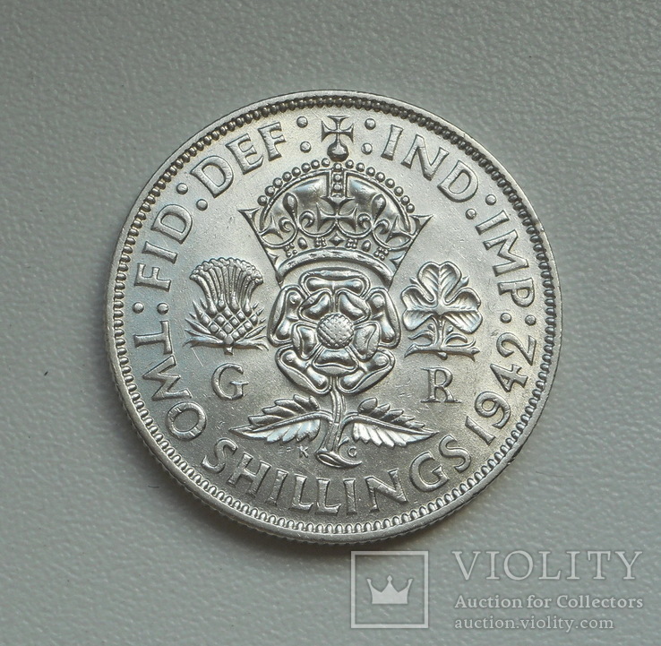 Великобритания, 2 шиллинга 1942 г., Георг VI серебро, фото №3