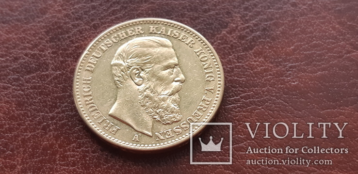 Золото 20 марок  1888 г. Пруссия, фото №3
