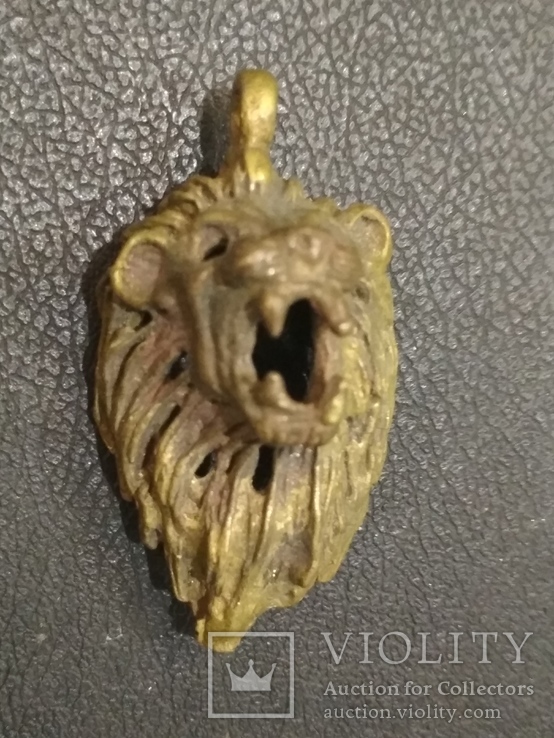 Лев голова брелок коллекционная миниатюра бронза, фото №6