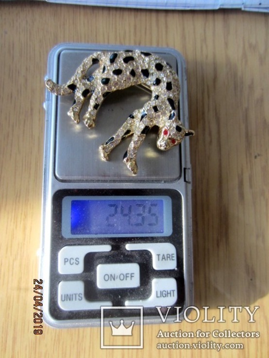 Брошь леопард  хрусталь эмаль позолота 70 США, фото №8