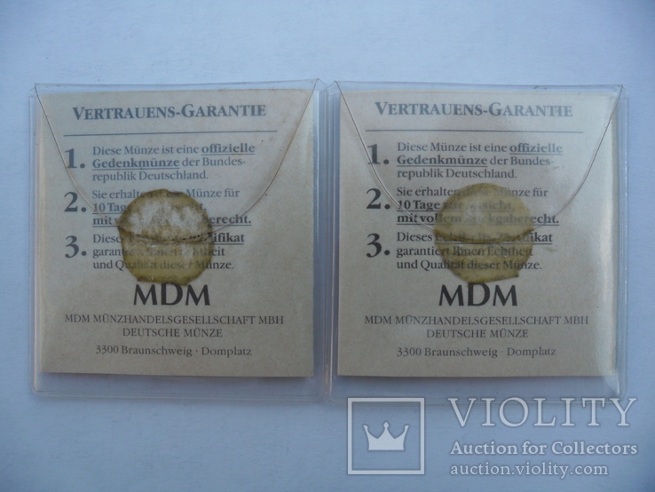 Німеччина ФРГ 10 марок 1989 і 1992 Срібло 2 шт. в банківських упаковках, фото №3