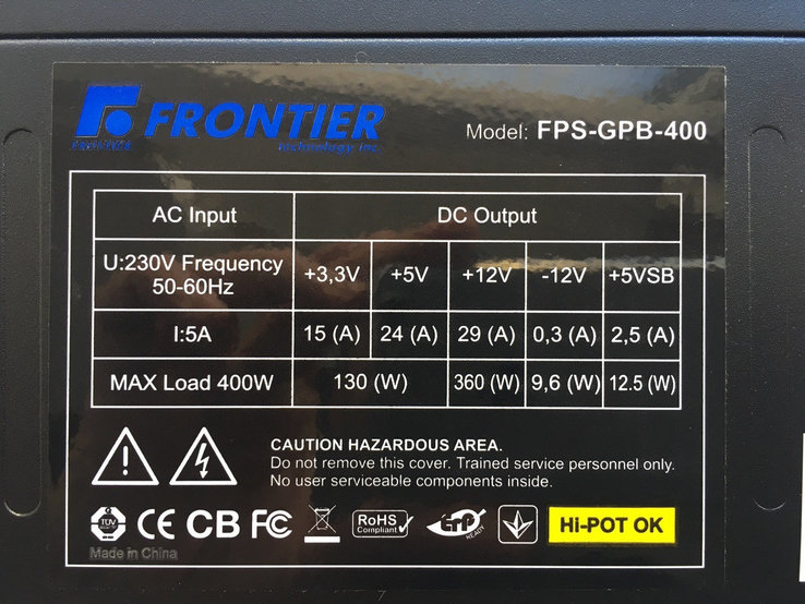 Блок питания Frontier 400W (FPS-GPB-400), numer zdjęcia 2