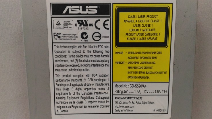 Привод CD-ROM/R ASUS CD-S520/A4, IDE, фото №6