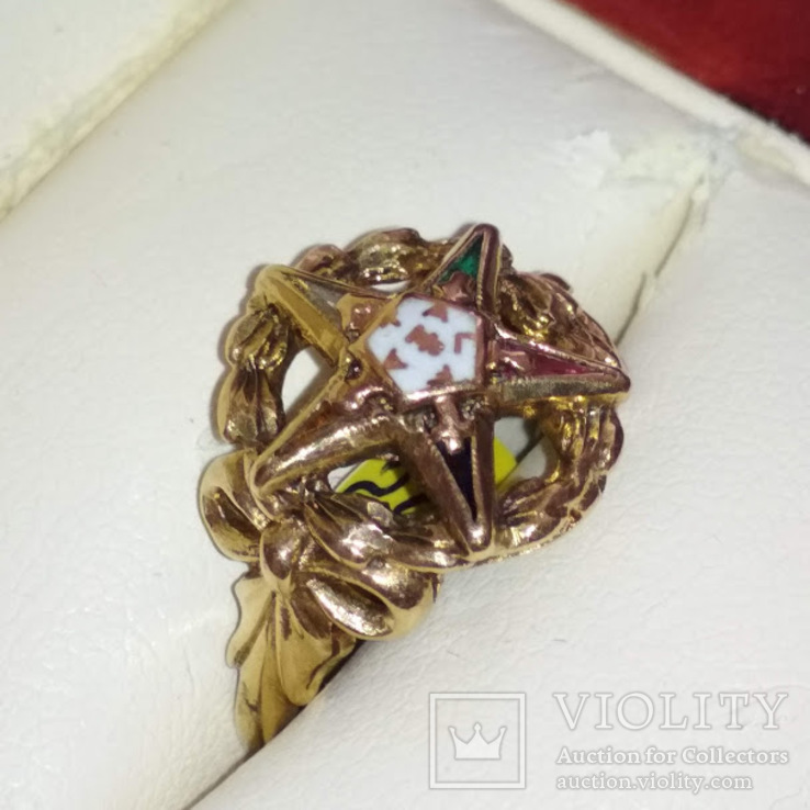 Женское золотое кольцо, украшенное масонской символикой, фото №2