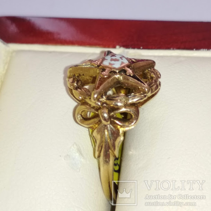 Женское золотое кольцо, украшенное масонской символикой, фото №3
