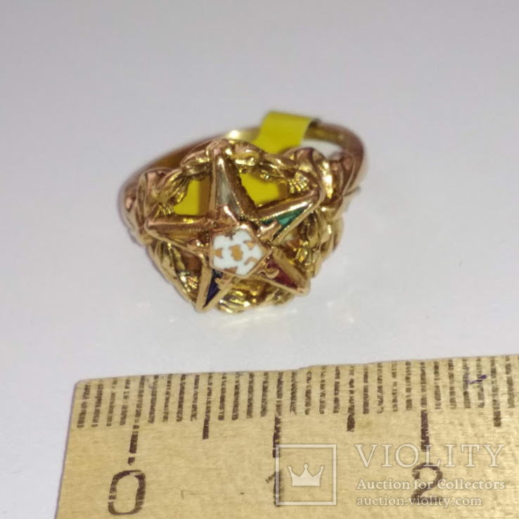 Женское золотое кольцо, украшенное масонской символикой, фото №4