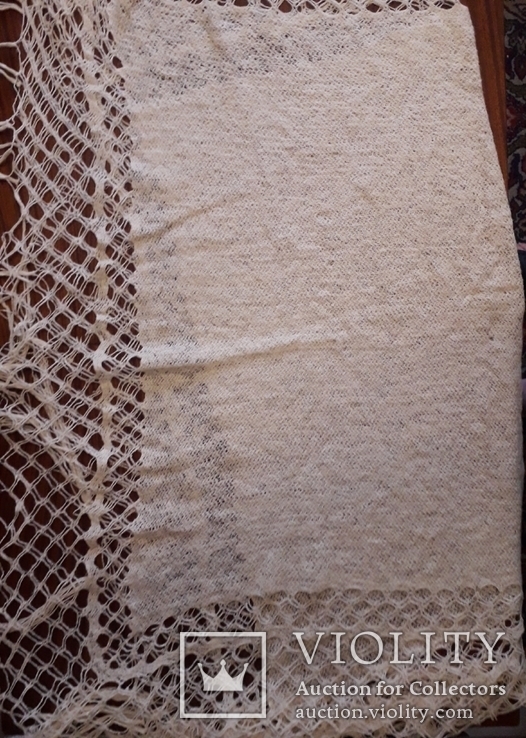 Старинный платок белой шерсти огромного размера(2.2 метра), photo number 9