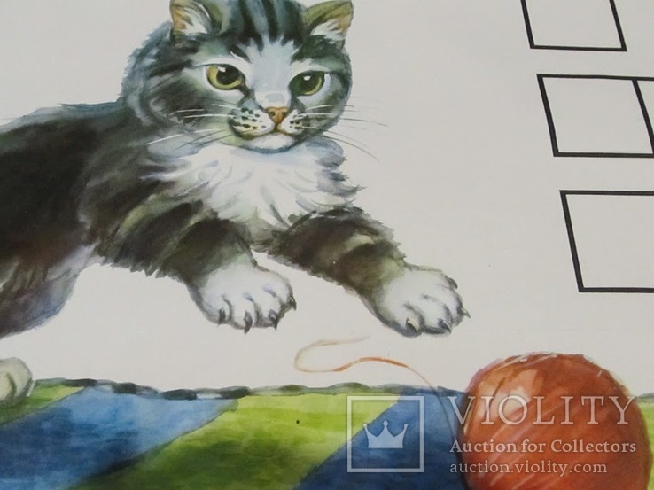 Плакат Озорной котенок Пособие для детей СССР 1985, фото №3