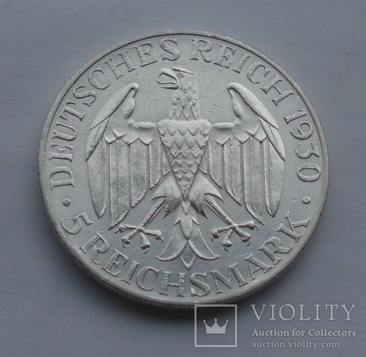 1930 г - 5 марок Германии,Цеппелин,серебро, фото №6