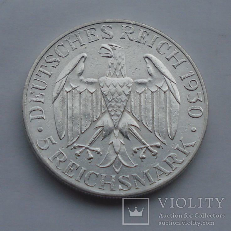 1930 г - 5 марок Германии,Цеппелин,серебро, фото №9