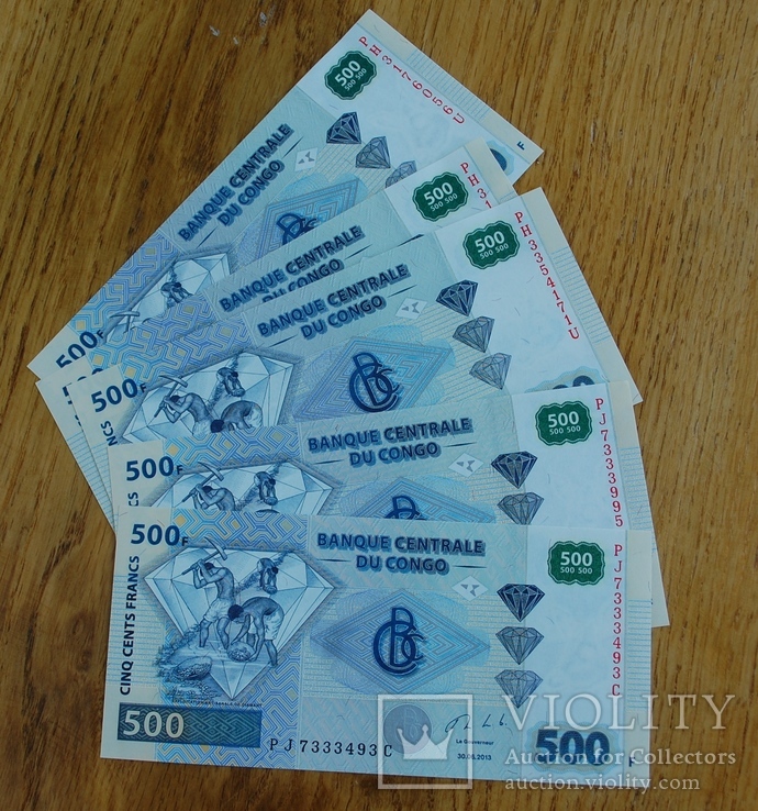 Конго 500 франков  -  5 штук
