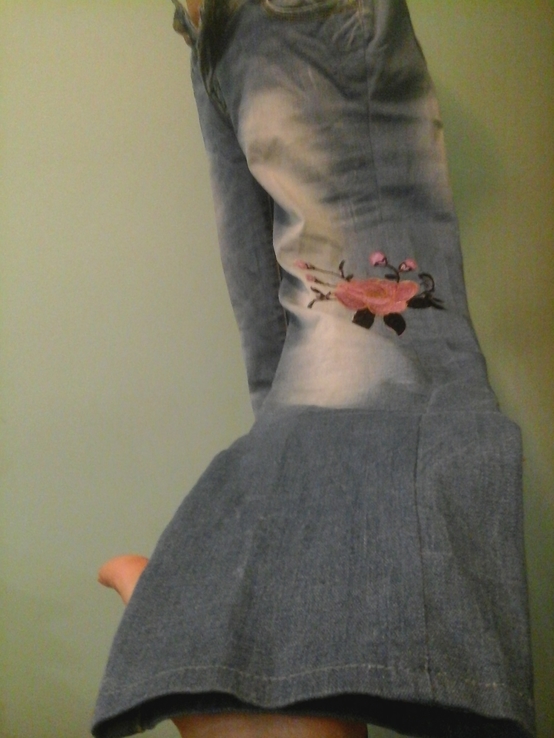 Стрейчевые джинсы с апликацией, р.M-L, фото №6