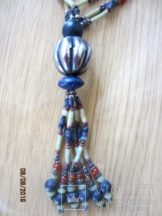 Ожерелье из камня нефрит лазурит бирюза, фото №3