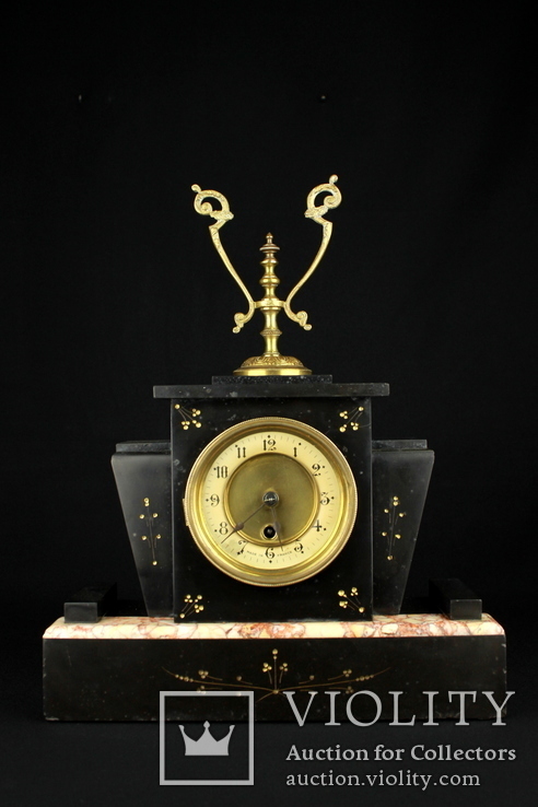 Каминные мраморные часы Manufacture d'Horlogerie de Béthune. Ампир. Франция (0290), фото №3