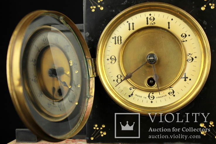 Каминные мраморные часы Manufacture d'Horlogerie de Béthune. Ампир. Франция (0290), фото №4