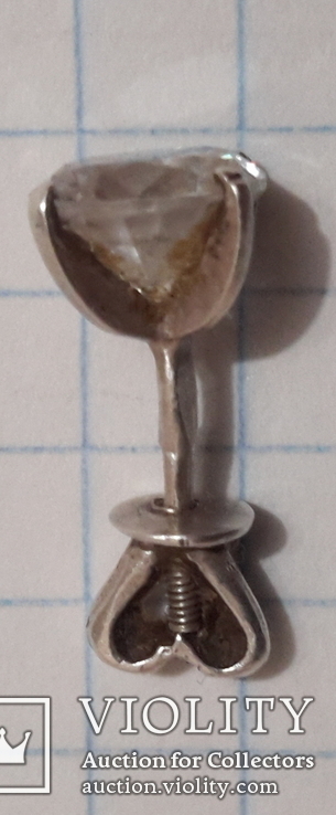 Сережка гвоздик из серебра 925, фото №4