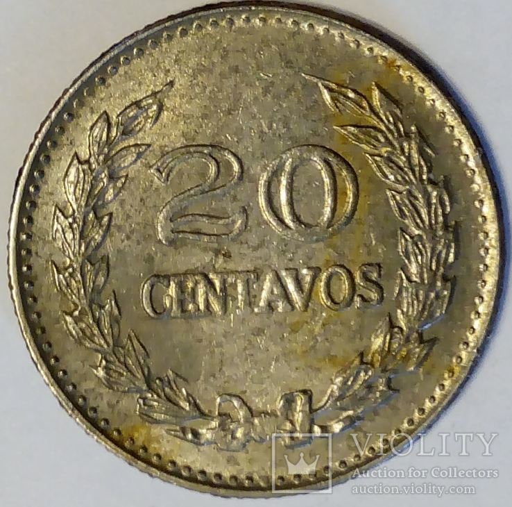 Колумбия 20 сентавос 1970, фото №3