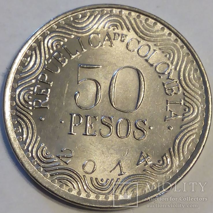 Колумбия 50 песо 2014, фото №2