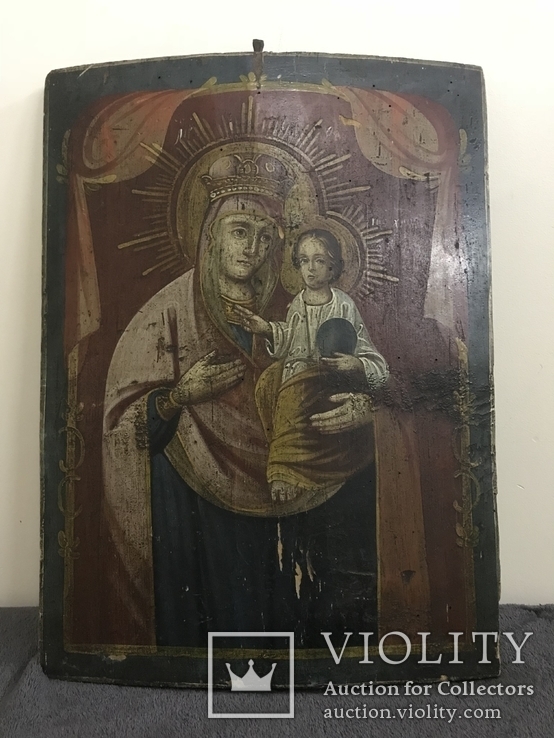 19 век, Украинская домашняя икона. Богородица., фото №2