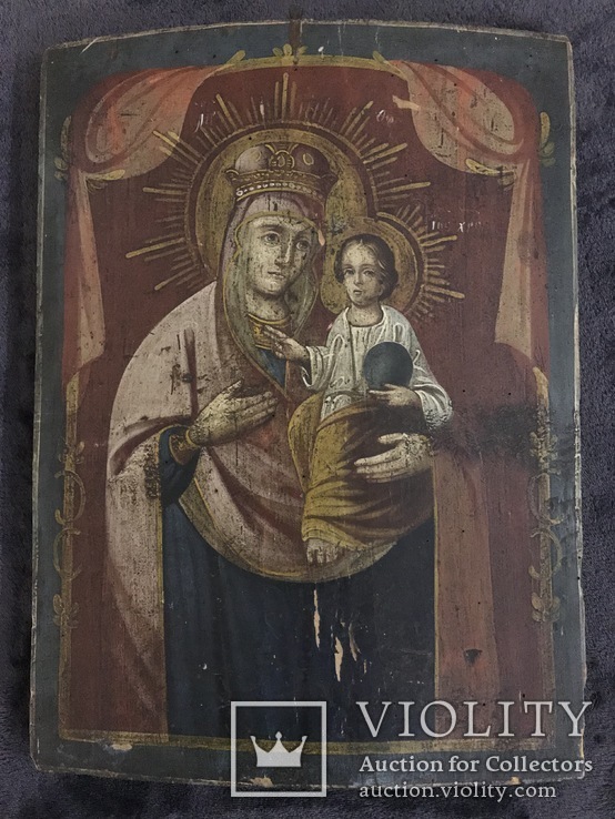 19 век, Украинская домашняя икона. Богородица., фото №4