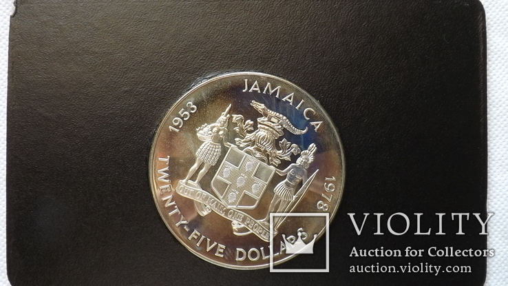 Ямайка 25 доларів 1978 Срібло коронация (63мм) (136г), фото №5