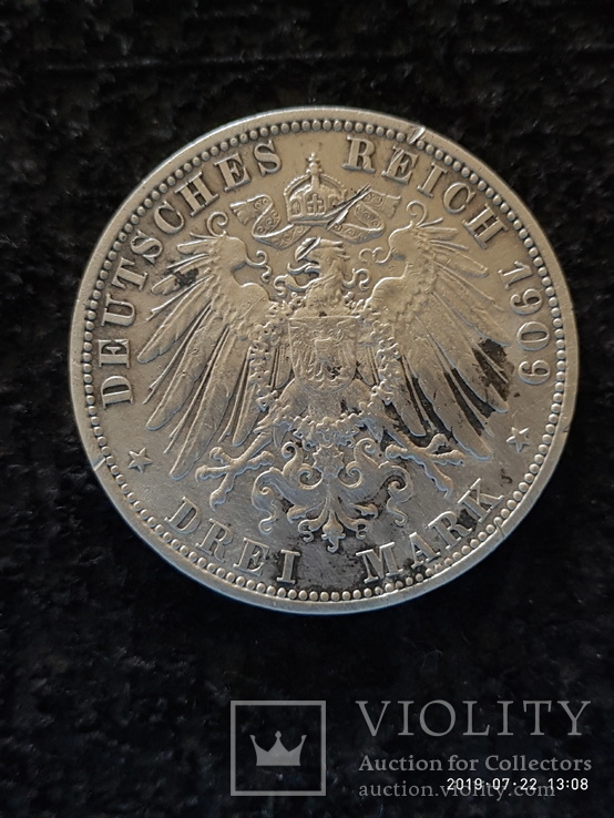 3 марки 1909год Вильгельм 2- А, фото №3