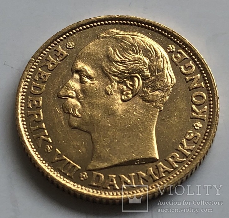 10 крон 1908 год Дания золото 4,49 грамм 900’