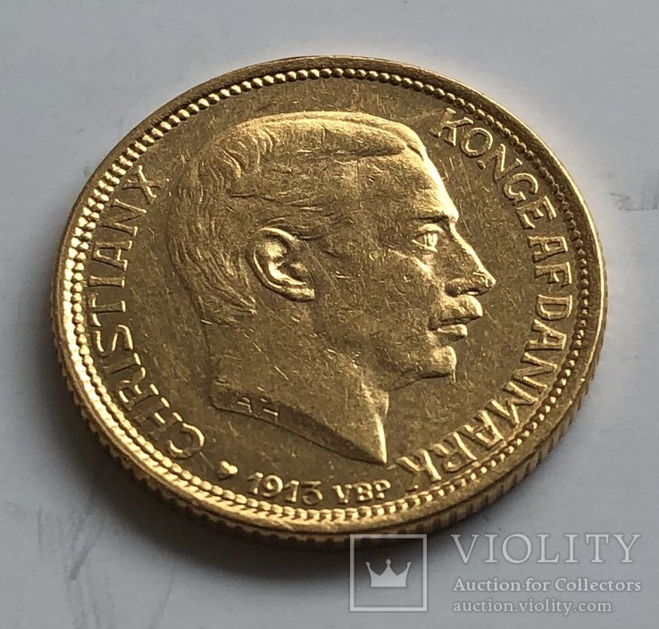 10 крон 1913 год Дания золото 4,49 грамм 900’