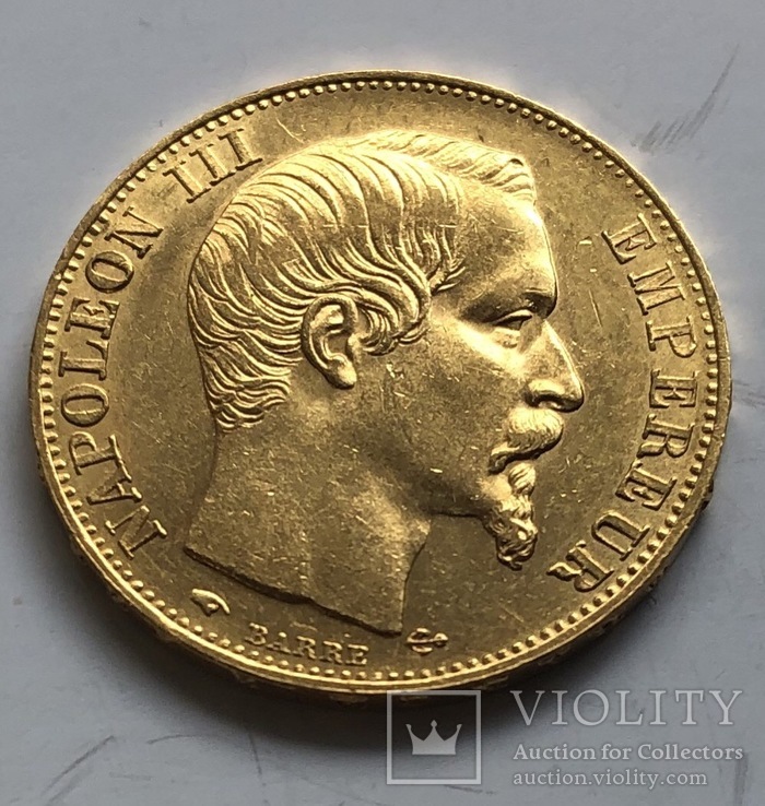 20 франков 1857 год Франция золото 6,45 грамм 900’