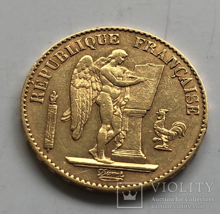 20 франков 1876 год Франция золото 6,45 грамм 900’, фото №2