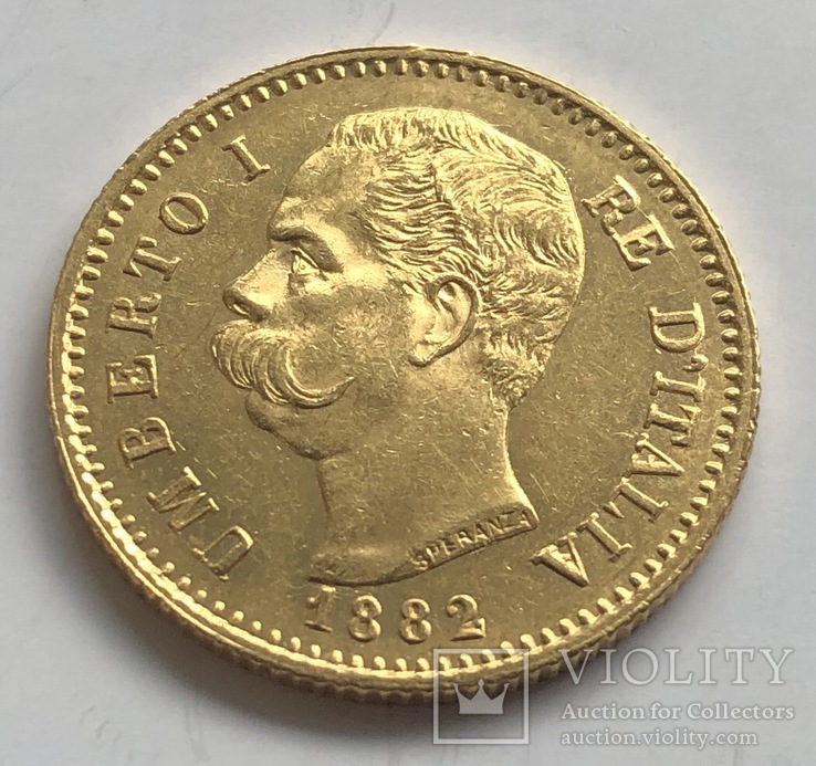 20 лир 1882 год Италия золото 6,45 грамм 900’