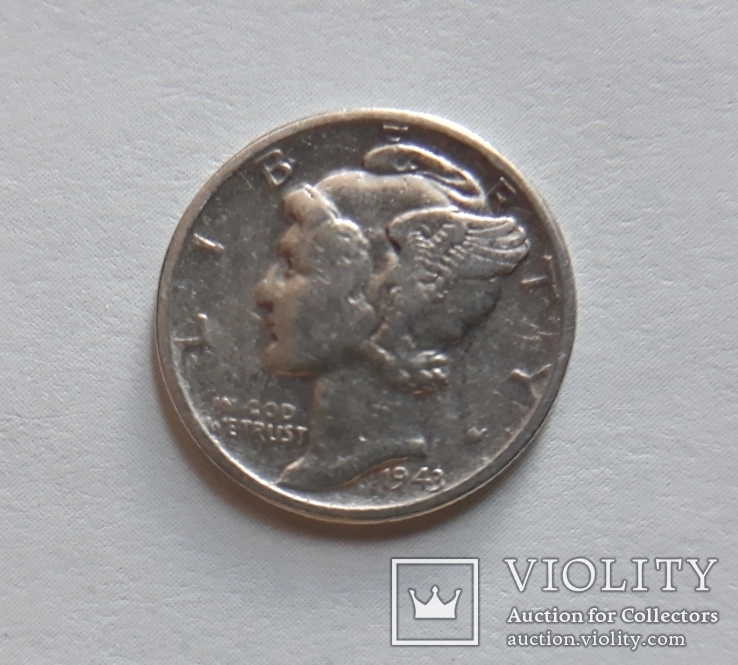 10 центов (1 дайм) 1943г. США., фото №2