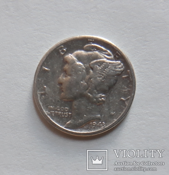 10 центов (1 дайм) 1943г. США., фото №4