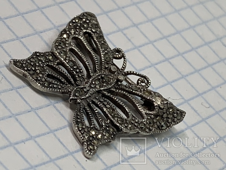 Винтажная брошь в виде бабочи из Англии (серебро), фото №2