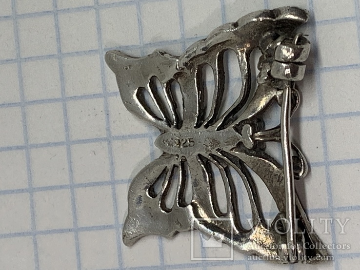 Винтажная брошь в виде бабочи из Англии (серебро), фото №6