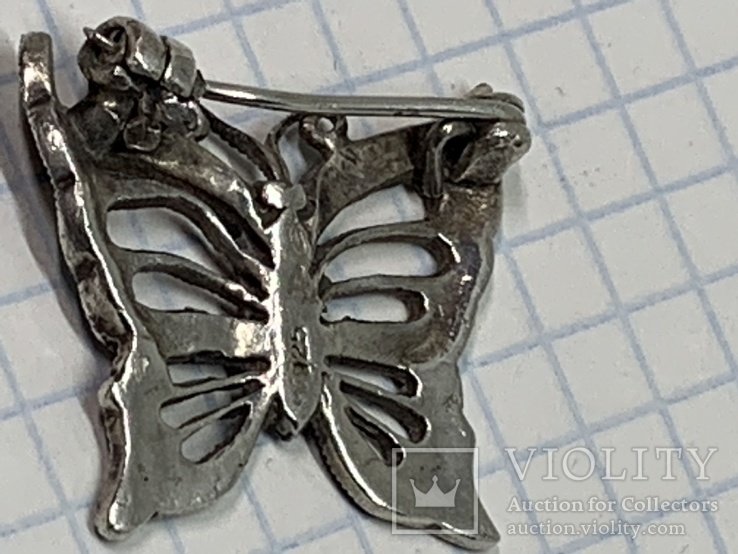 Винтажная брошь в виде бабочи из Англии (серебро), фото №8