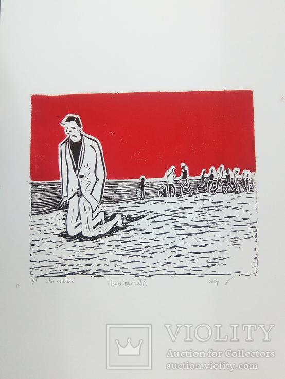 Кольоровий лінорит ліногравюра / color linocut print