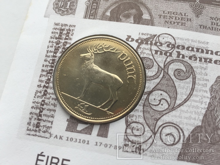 Монета ,,IRLAND £1 1990р. конверт з маркоюю., фото №5
