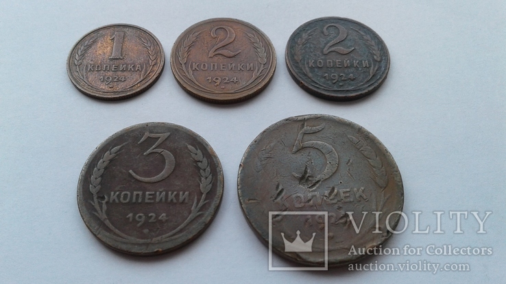 Лот монет из 1,2,3, 5 копеек 1924 года, фото №2