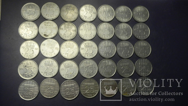25 центів Нідерланди (порічниця) 35шт, всі різні, фото №2