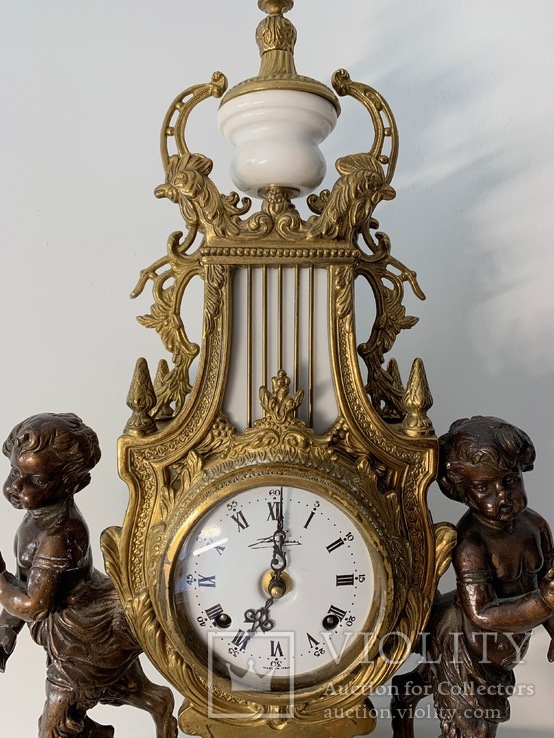Итальянские старинные часы Imperial Verde Delle Alpi Marble, маркировка Franz Hermlе, фото №7