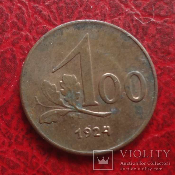 100 крон 1924 Австрия (,12.1.6)~, фото №2