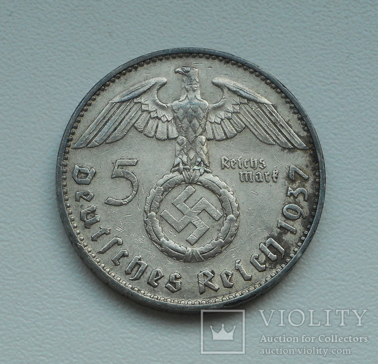 5 Марок 1937 J, Третий Рейх  Свастика, серебро, фото №9