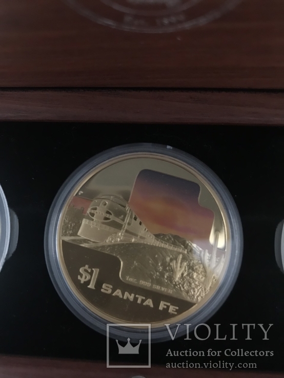 Набор из 5 монет 1 Доллар 2004 Острова Кука Поезда Железная Дорога Серебро Пруф, фото №8
