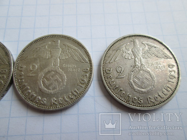 2 Марки 4шт 1938-39гг. серебро, фото №6