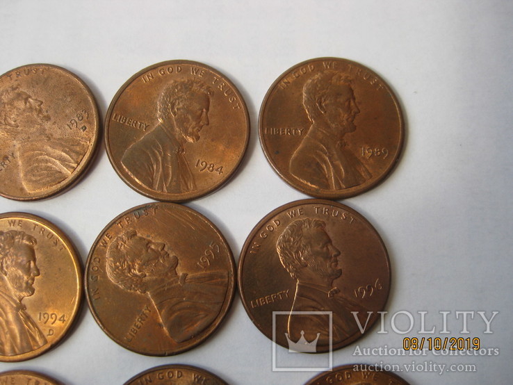 1 цент США 1982-2002 гг. (без повторов), 17 штук, фото №4